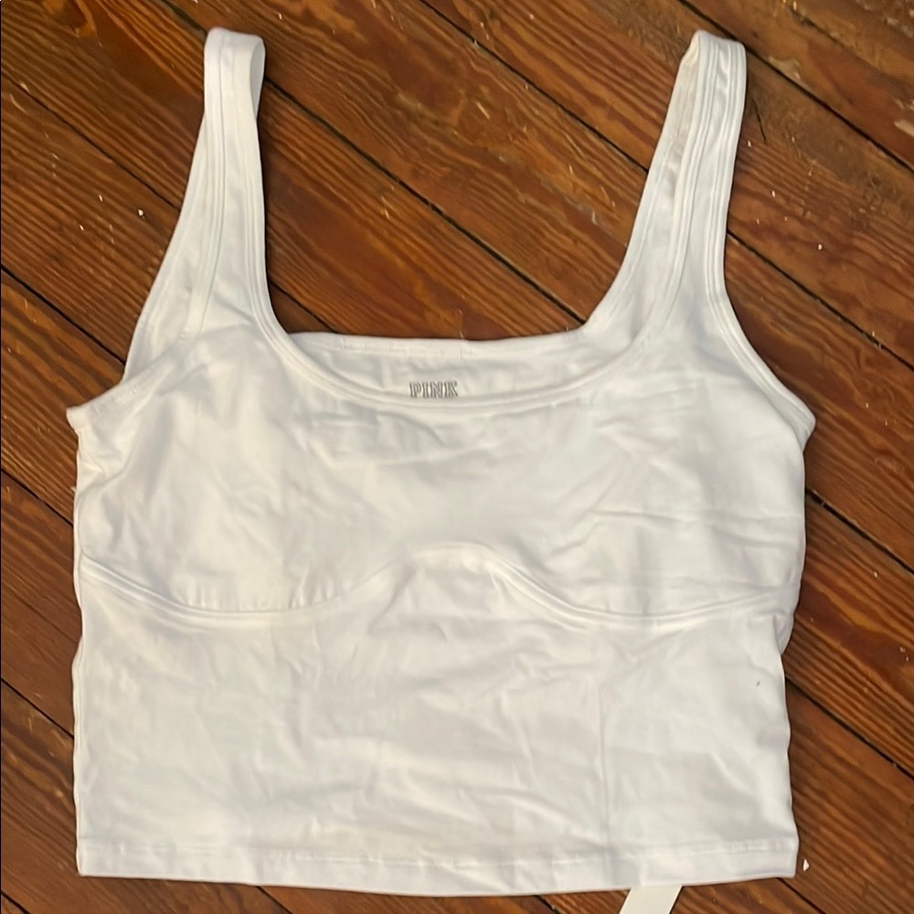 PINK Victoria's Secret White Crop Tank Top